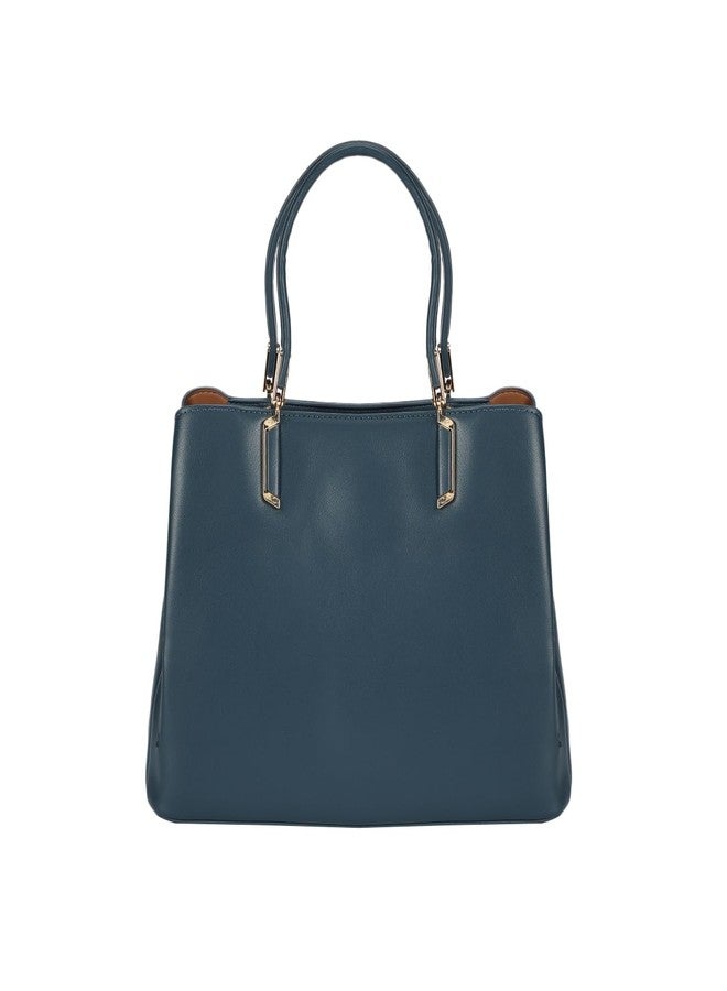 MONROW Blue Solid Satchel Bag For Women With Adjustable And Detachable Sling Strap For Office and Regular Use - Image 3